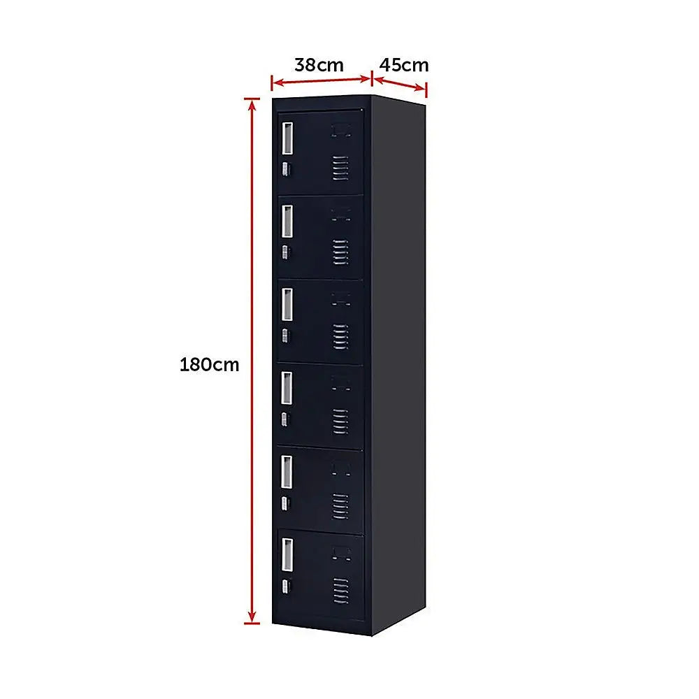 6-Door Locker for Office Gym Shed School Home Storage - Furniture > Office
