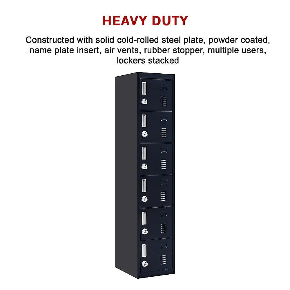 6-Door Locker for Office Gym Shed School Home Storage - Furniture > Office