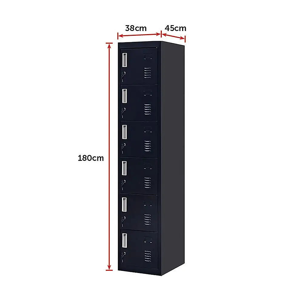6-Door Locker for Office Gym Shed School Home Storage - Furniture > Office