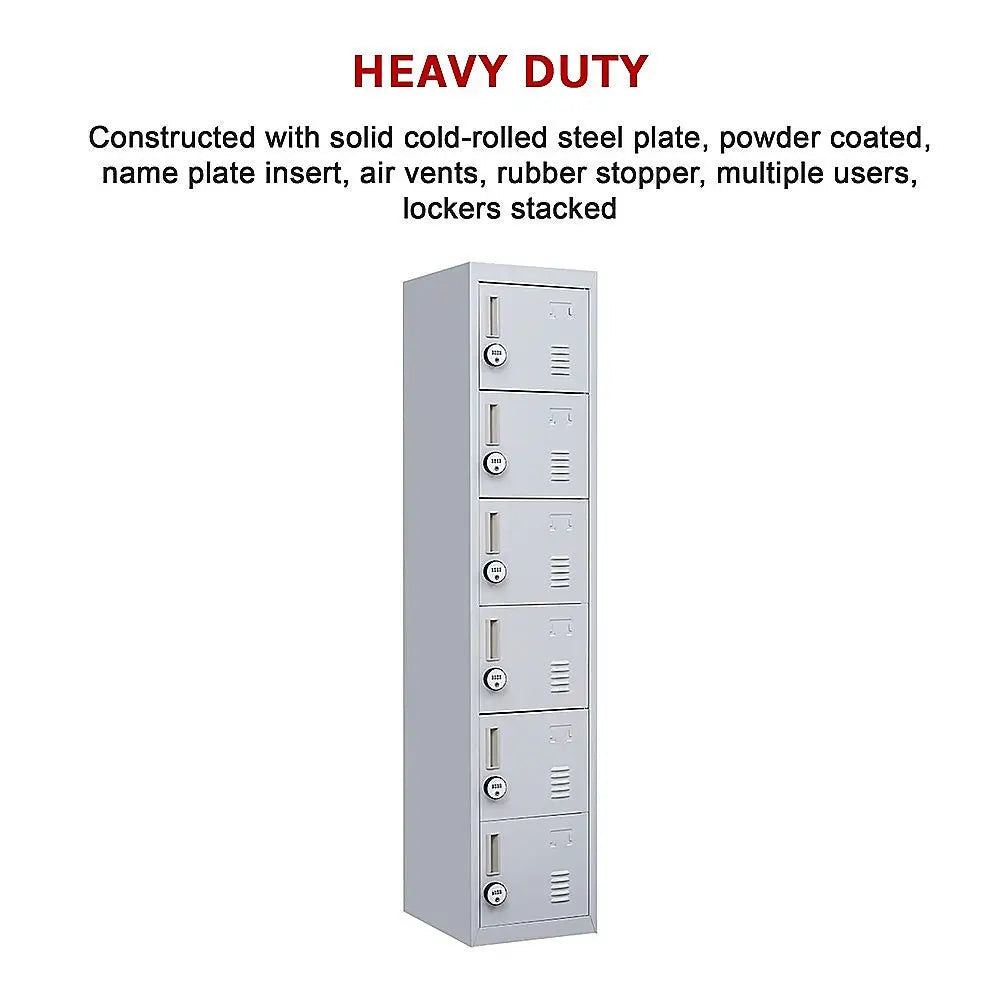 6-Door Locker for Office Gym Shed School Home Storage - Furniture > Office