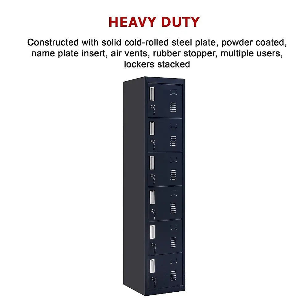 6-Door Locker for Office Gym Shed School Home Storage - Furniture > Office