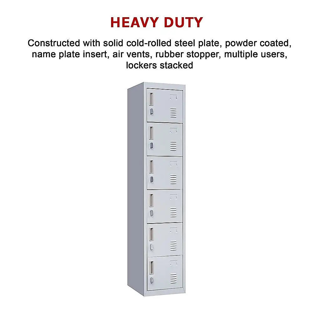 6-Door Locker for Office Gym Shed School Home Storage - Furniture > Office