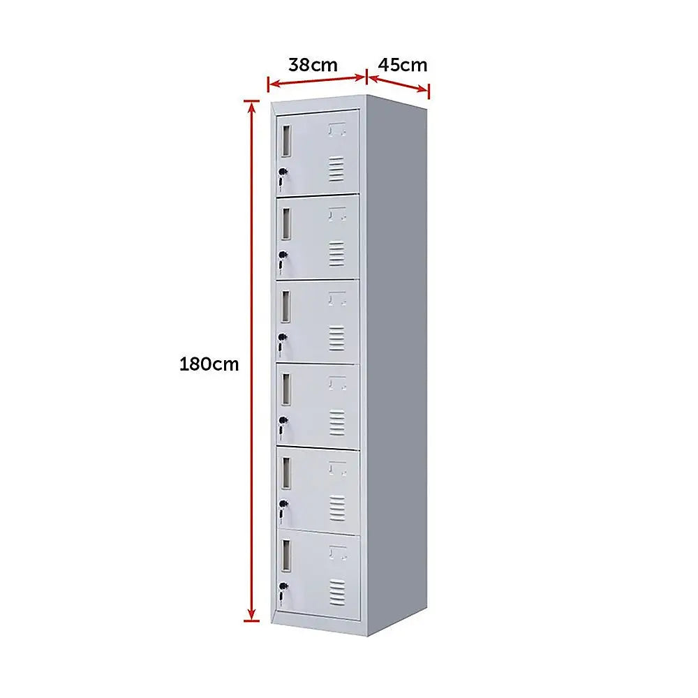 6-Door Locker for Office Gym Shed School Home Storage - Furniture > Office