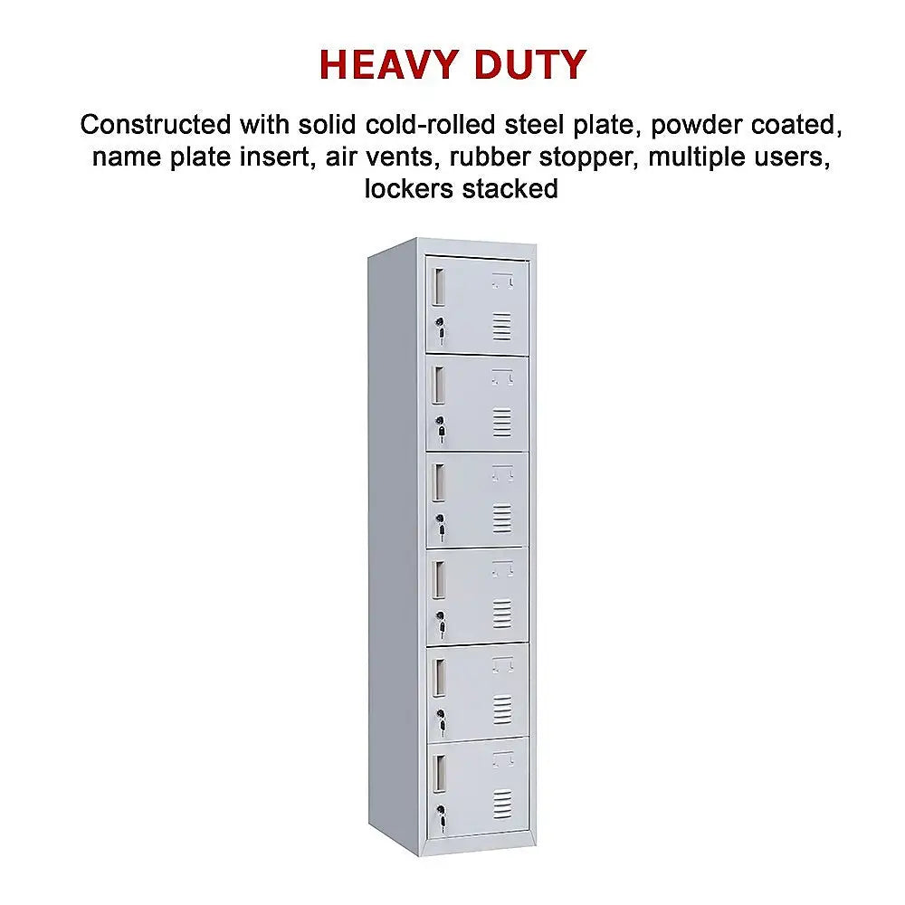 6-Door Locker for Office Gym Shed School Home Storage - Furniture > Office