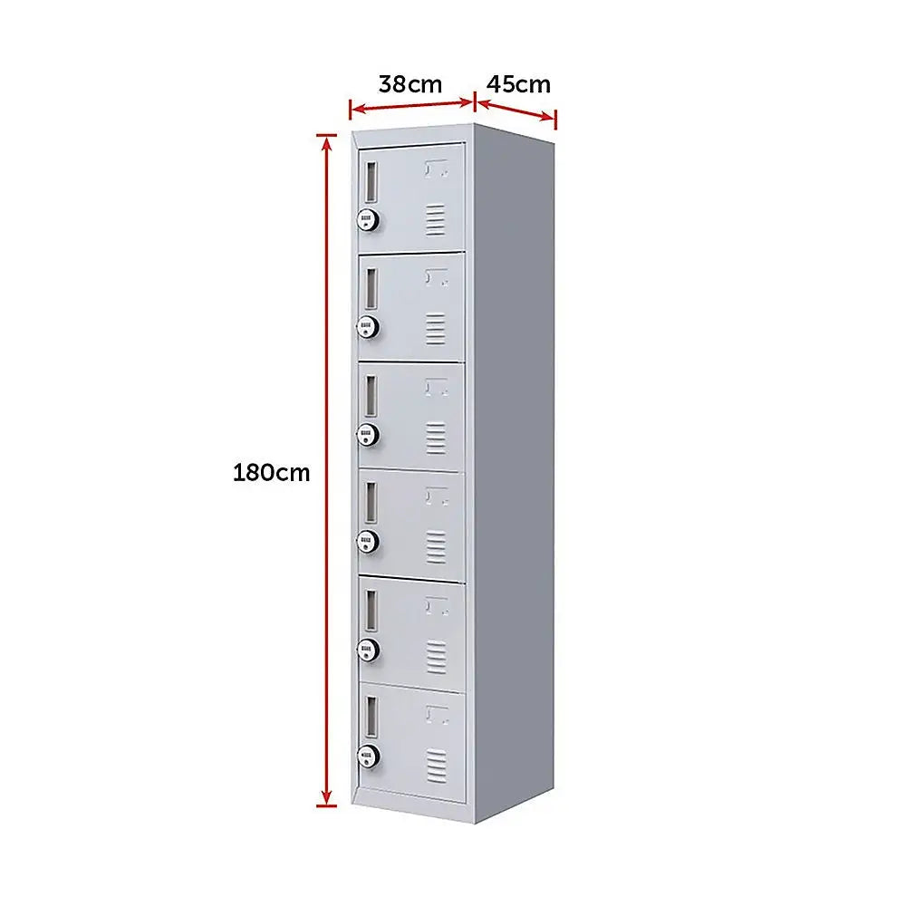 6-Door Locker for Office Gym Shed School Home Storage - Furniture > Office