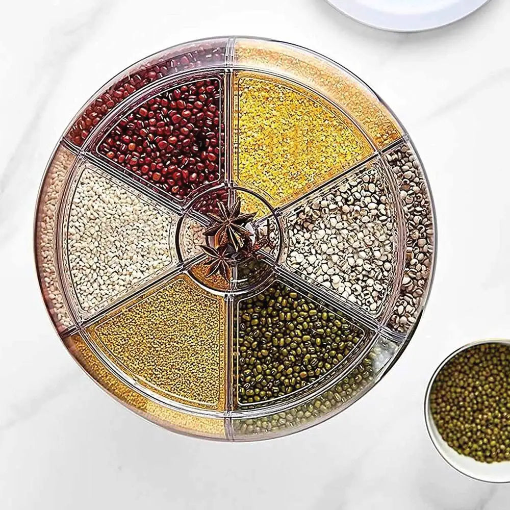 6 Grid Rotating Food Grain Dispenser 3.6L - Compartment Storage Container - Home & Garden > Kitchenware > Food Storage