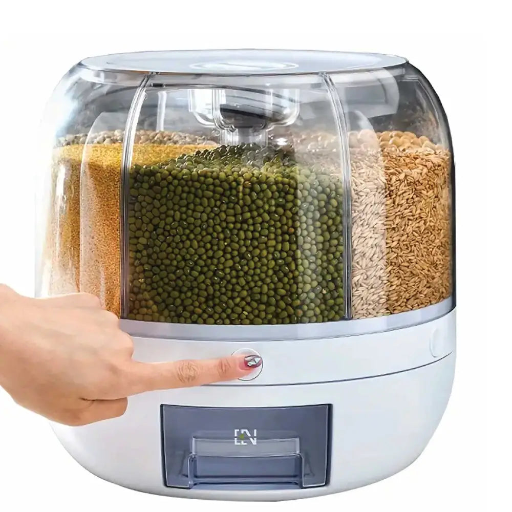 6 Grid Rotating Food Grain Dispenser 7.2L - Large Compartment Storage Container - Home & Garden > Kitchenware > Food