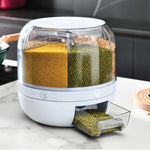 6 Grid Rotating Food Grain Dispenser 7.2L - Large Compartment Storage Container - Home & Garden > Kitchenware > Food