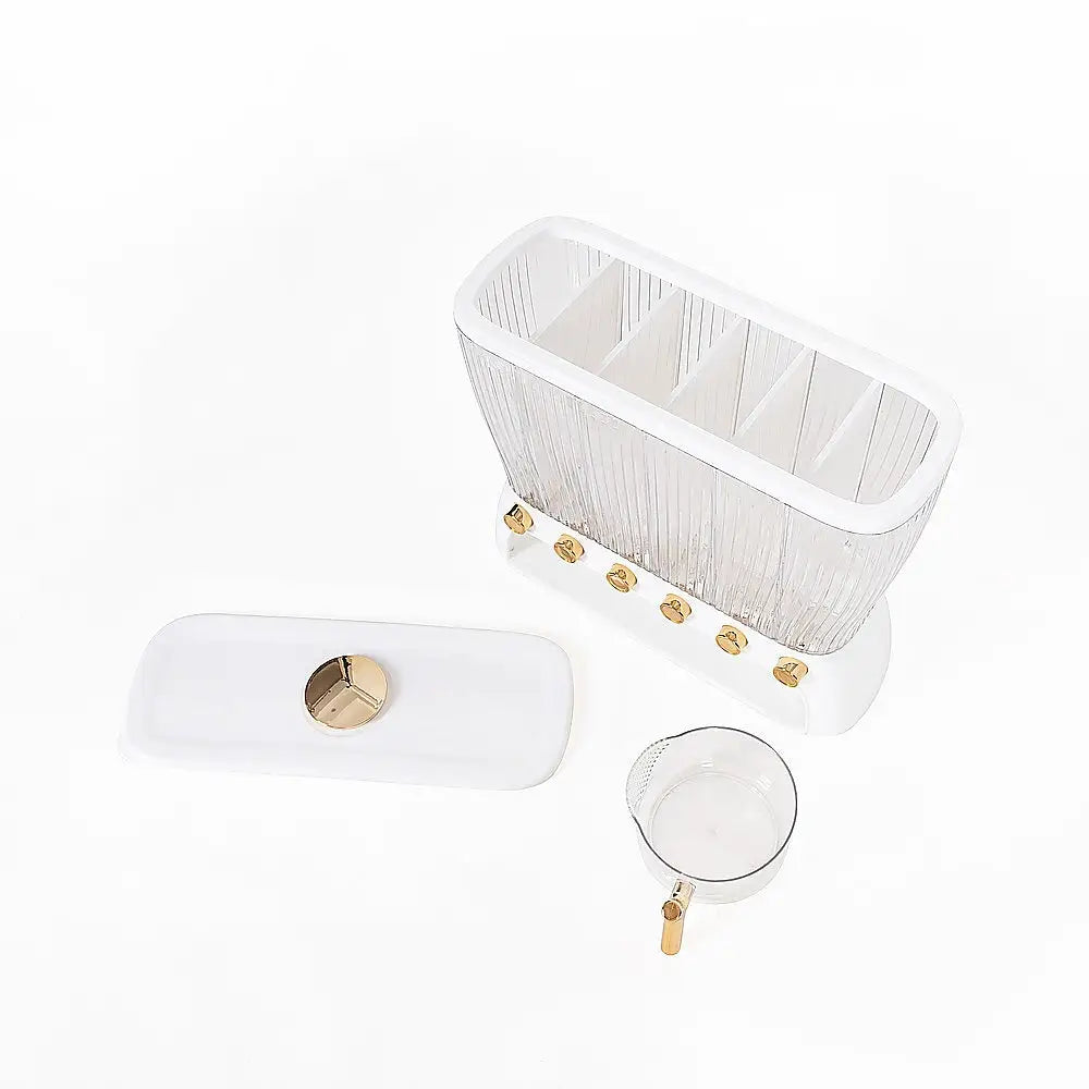 6 Grids Dispenser Storage Container Rice Cereal Beans Grain - Home & Garden > Storage