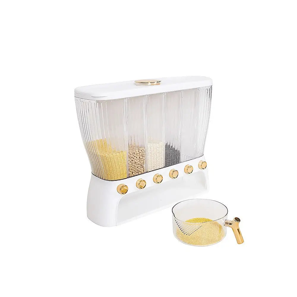 6 Grids Dispenser Storage Container Rice Cereal Beans Grain - Home & Garden > Storage