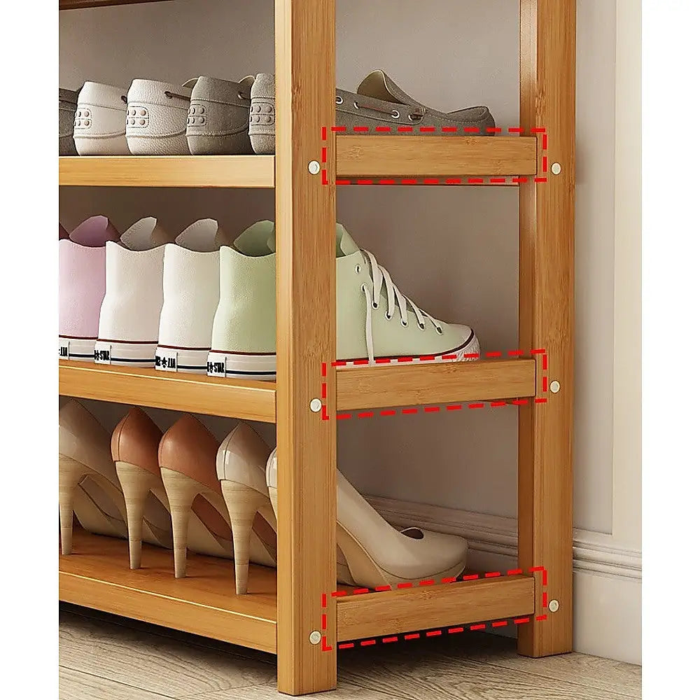 6 Layers Natural Wood Bamboo Shelf Entryway Storage Shoe Rack Home Furniture - Furniture > Office