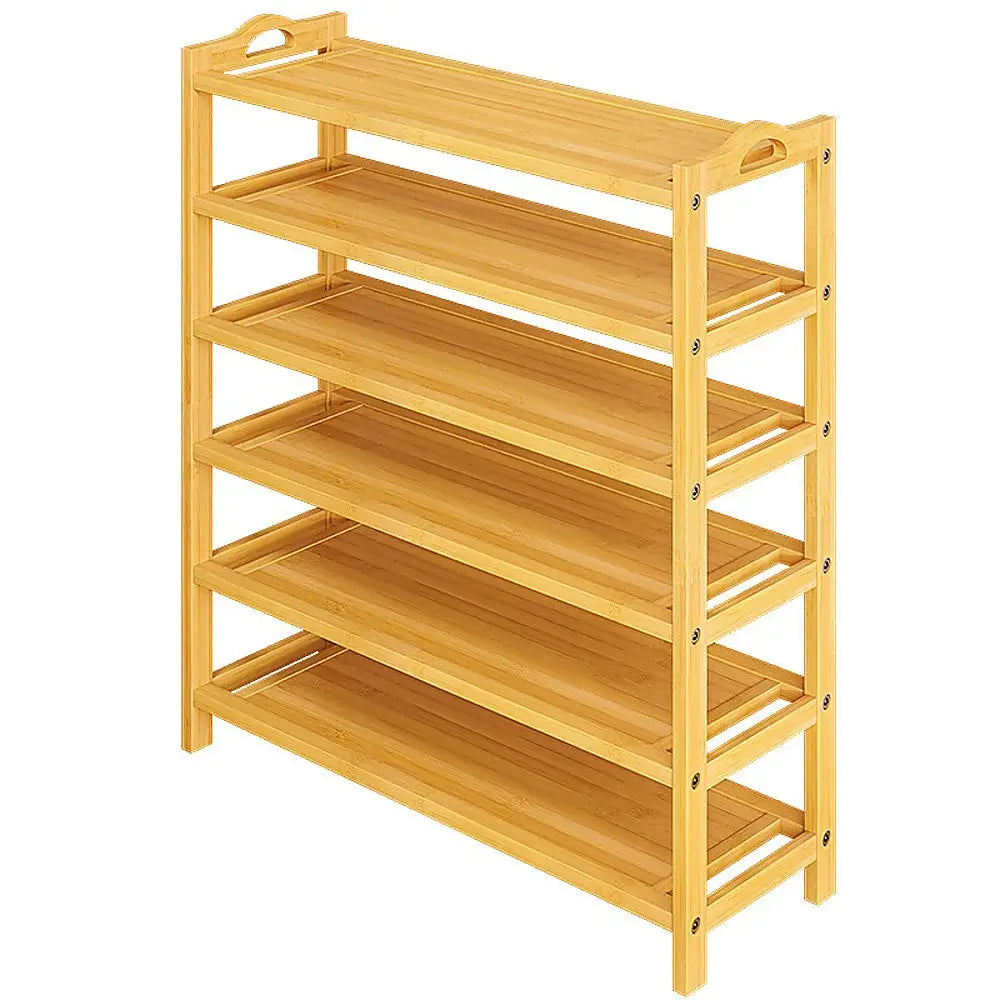 6 Layers Natural Wood Bamboo Shelf Entryway Storage Shoe Rack Home Furniture - Furniture > Office