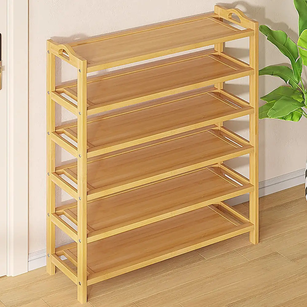 6 Layers Natural Wood Bamboo Shelf Entryway Storage Shoe Rack Home Furniture - Furniture > Office