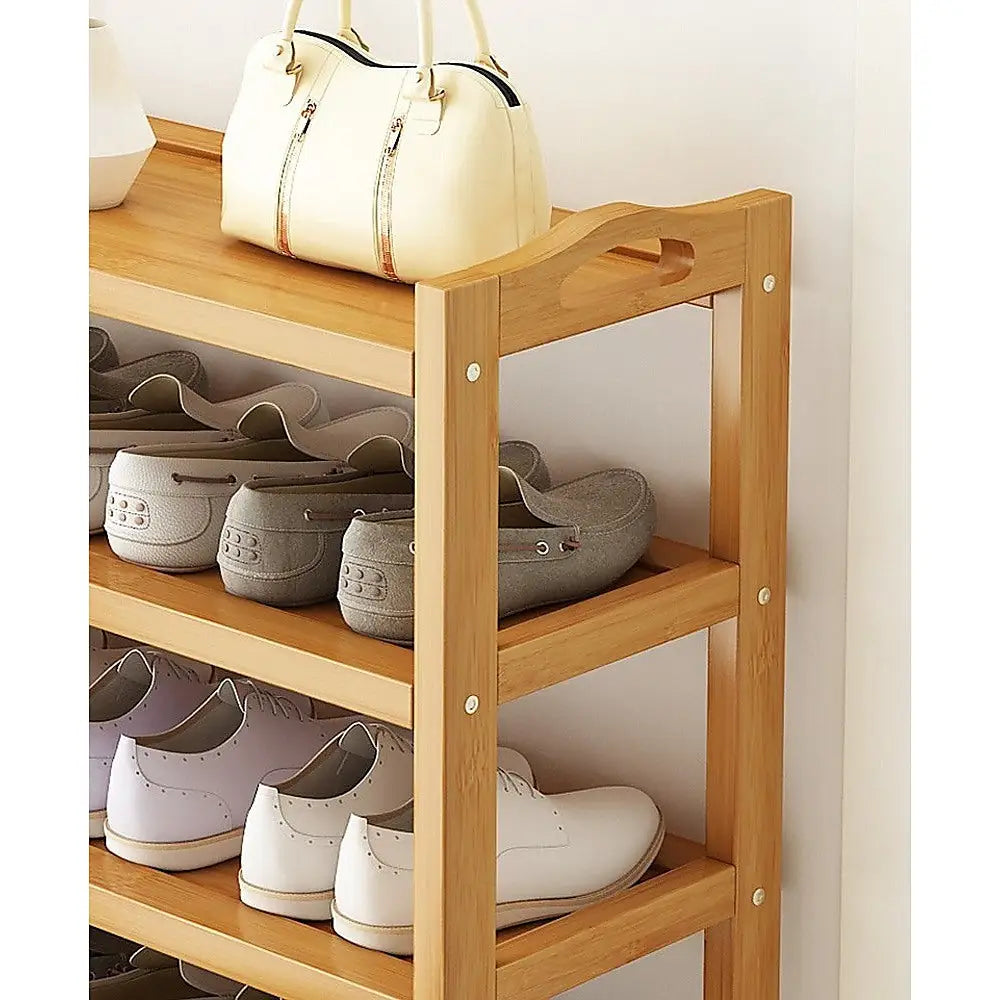 6 Layers Natural Wood Bamboo Shelf Entryway Storage Shoe Rack Home Furniture - Furniture > Office