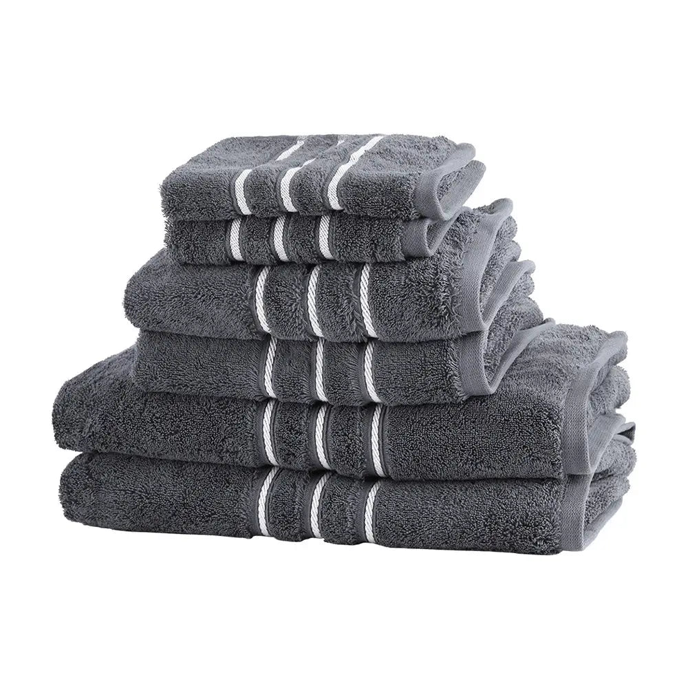 6 Pack Bath Towels Set Cotton Towel Grey - Home & Garden > Bathroom Accessories > Bath Towels & Robes