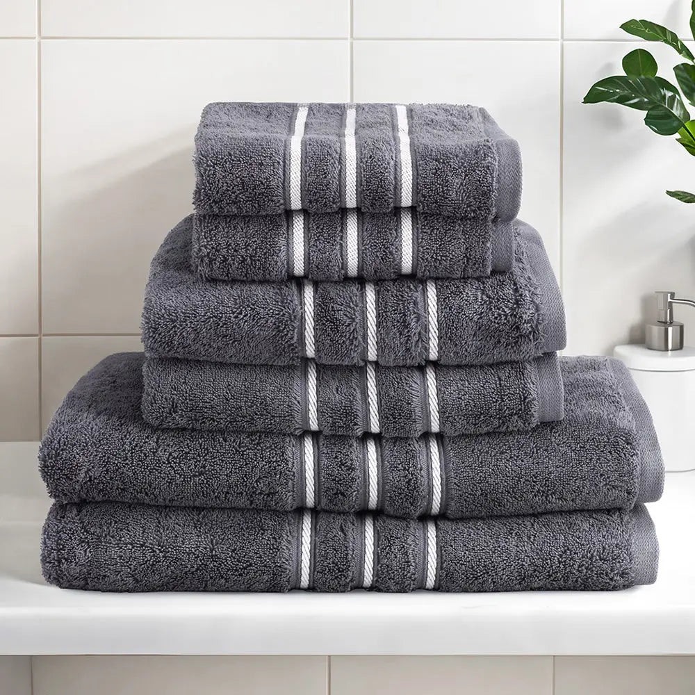 6 Pack Bath Towels Set Cotton Towel Grey - Home & Garden > Bathroom Accessories > Bath Towels & Robes