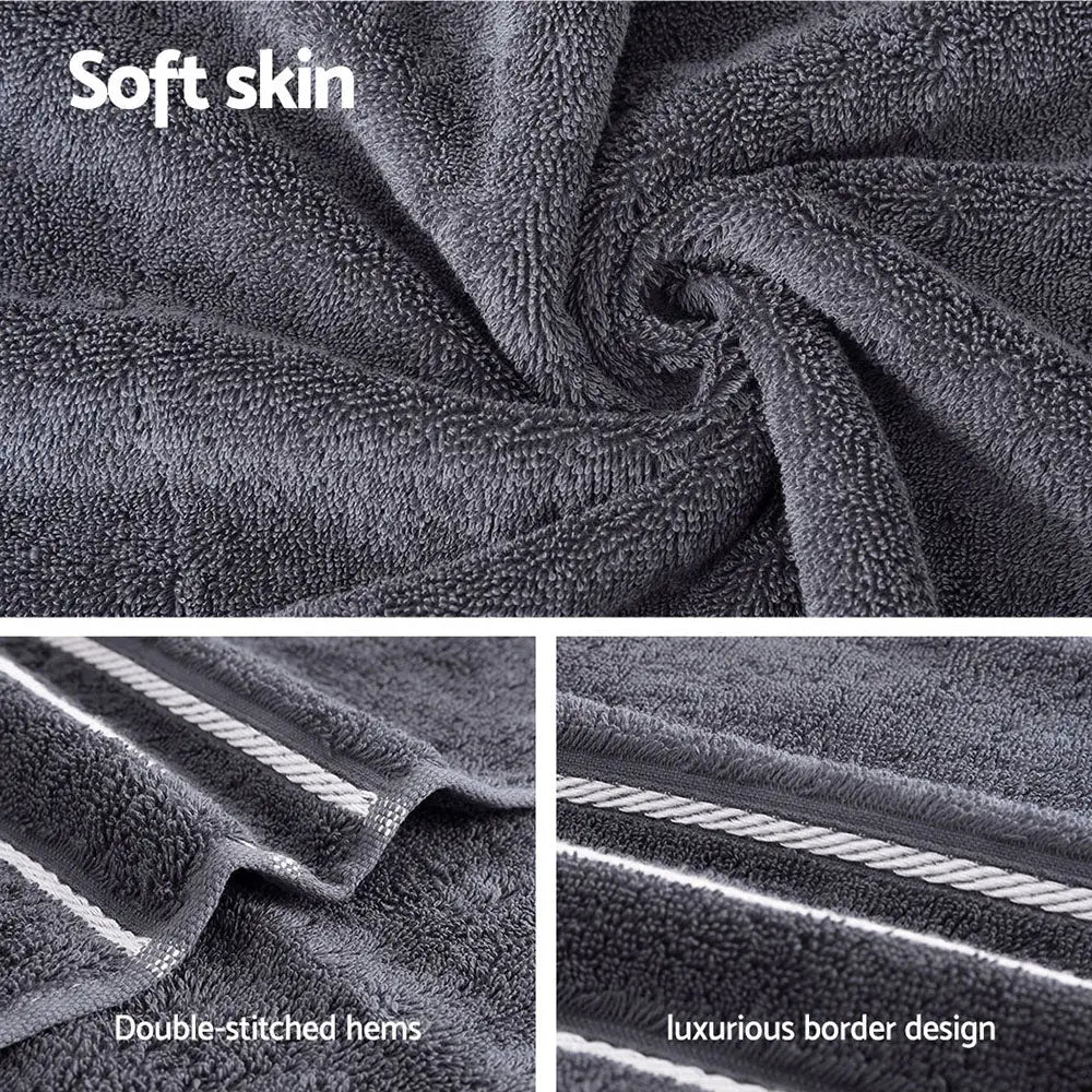 6 Pack Bath Towels Set Cotton Towel Grey - Home & Garden > Bathroom Accessories > Bath Towels & Robes