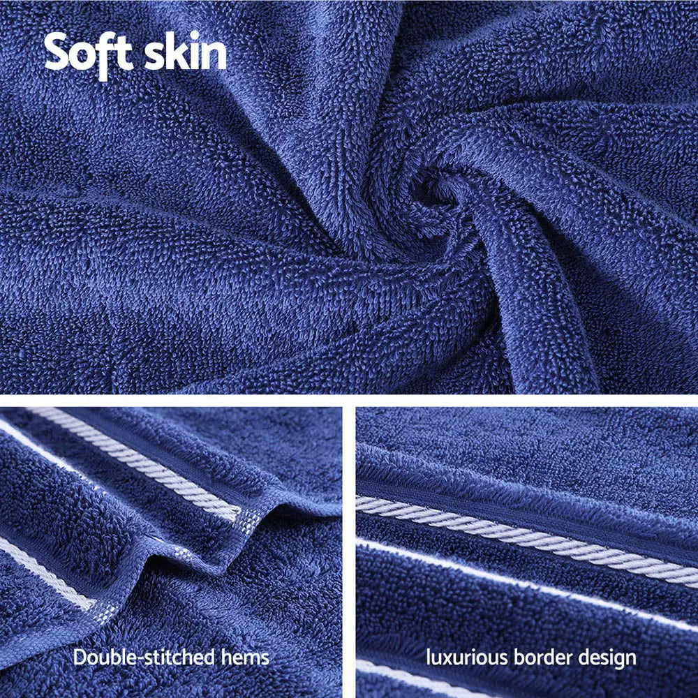 6 Pack Bath Towels Set Cotton Towel Navy - Home & Garden > Bathroom Accessories > Bath Towels & Robes