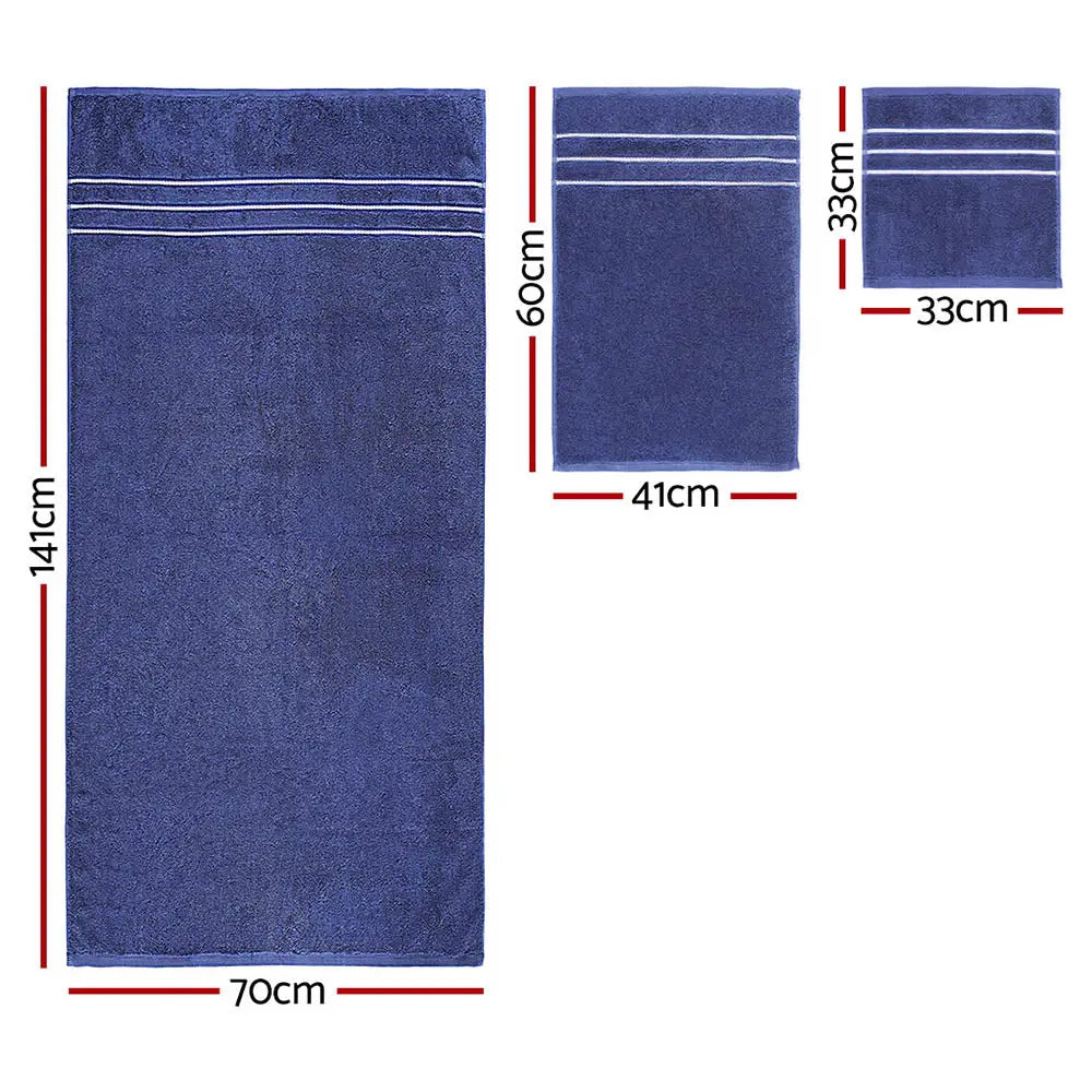 6 Pack Bath Towels Set Cotton Towel Navy - Home & Garden > Bathroom Accessories > Bath Towels & Robes