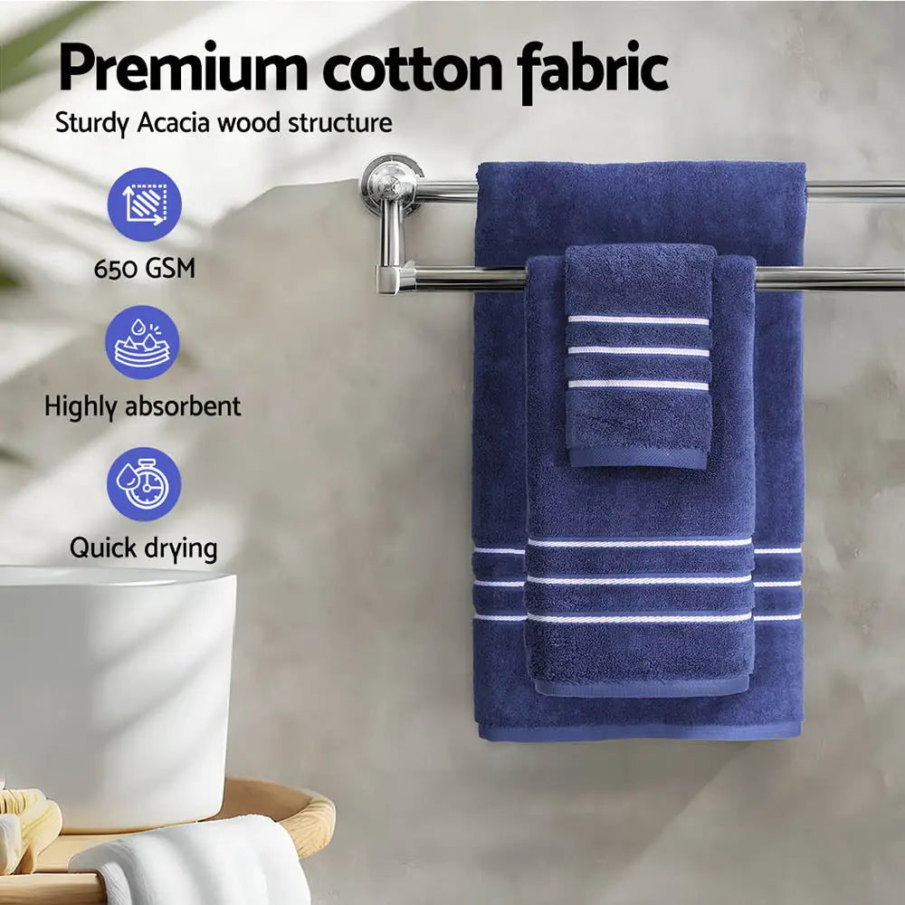 6 Pack Bath Towels Set Cotton Towel Navy - Home & Garden > Bathroom Accessories > Bath Towels & Robes