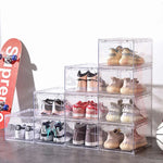 6 Pack Large Acrylic Shoe Box Storage Side Door Open Stackable Boxes Transparent Clear Display Case - Home & Garden >