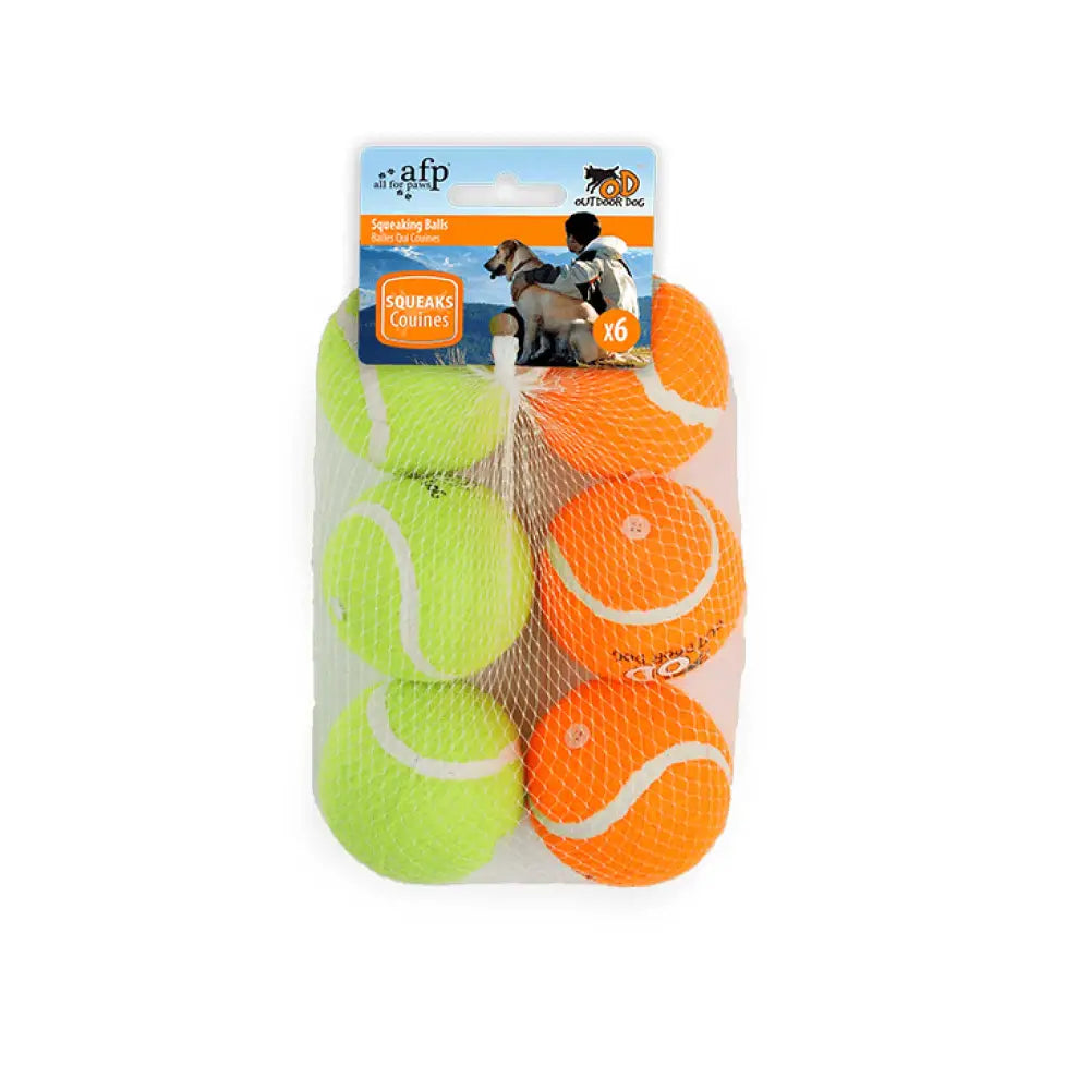 6 Pack Squeaking Tennis Ball - 6.5cm Squeaky Dog Puppy Play Fetch Outdoor Toy - Pet Care > Toys > Dog Toys