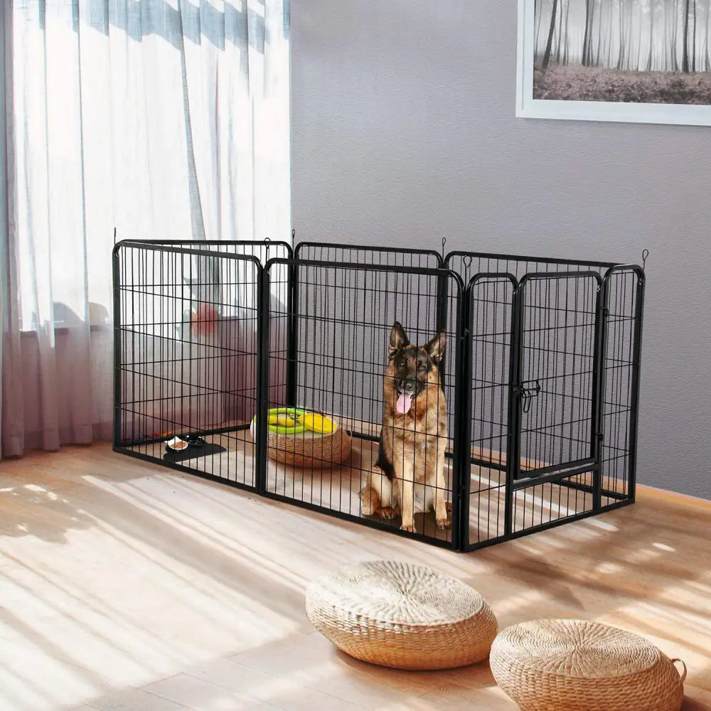 6 Panel Pet Dog Cat Bunny Puppy Play pen Playpen 60x80 cm Exercise Cage Dog Panel Fence - Pet Care > Dog Supplies > Dog