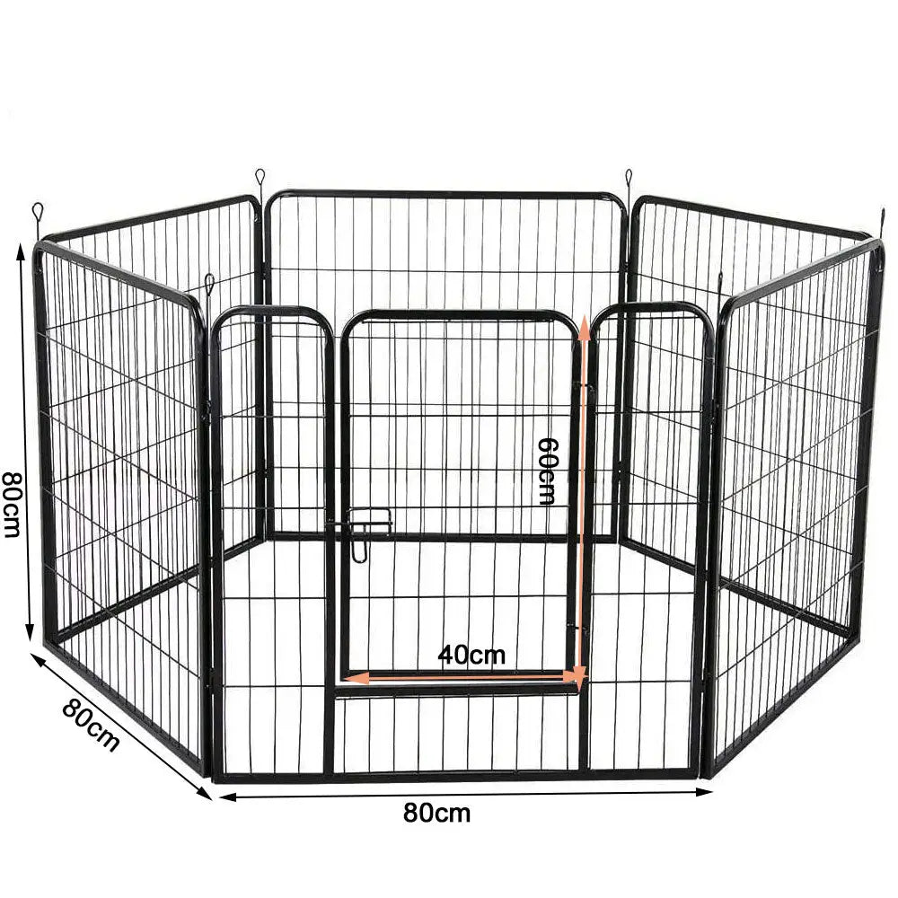6 Panel Pet Dog Cat Bunny Puppy Play pen Playpen 80x80cm Exercise Cage Dog Panel Fence - Pet Care > Dog Supplies > Dog