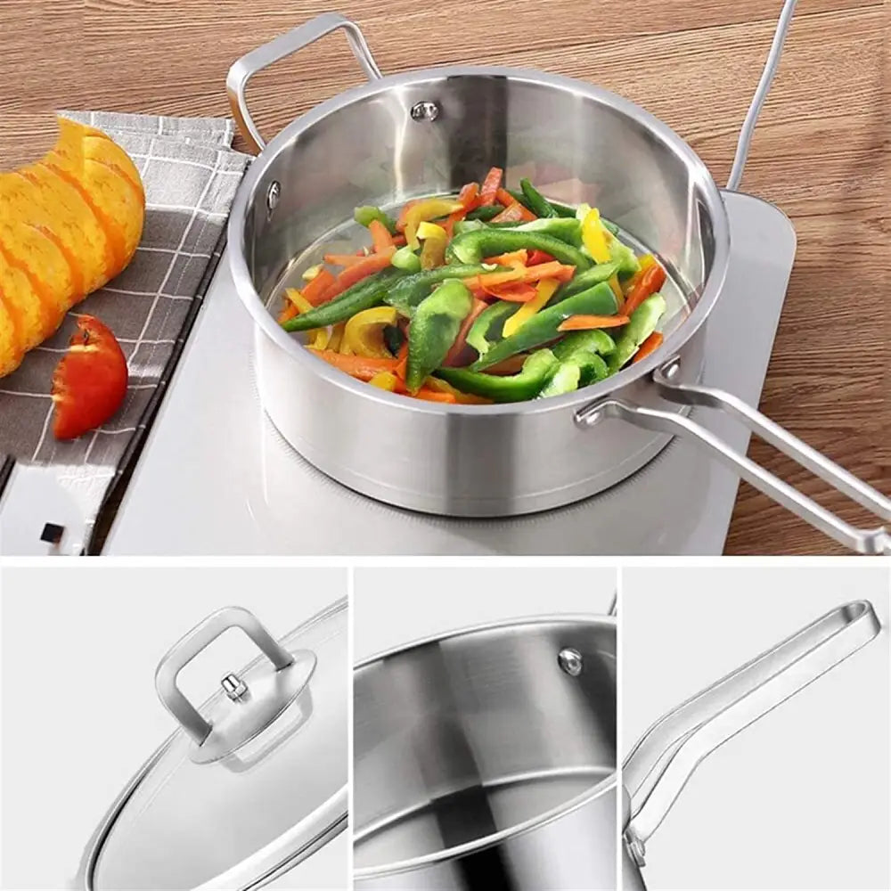 6 Pc Kitchen Sauce Pan Pots Set 430 Stainless Steel Cookware Set Milk stock Pot Pans Set - Home & Garden > Kitchenware