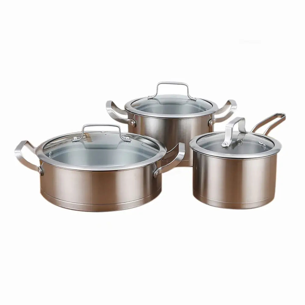 6 Pc Kitchen Sauce Pan Pots Set 430 Stainless Steel Cookware Set Milk stock Pot Pans Set - Home & Garden > Kitchenware