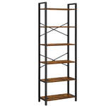 6-Tier Storage Rack with Industrial Style Steel Frame Rustic Brown and Black 186 cm High - Furniture > Living Room