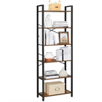 6-Tier Storage Rack with Industrial Style Steel Frame Rustic Brown and Black 186 cm High - Furniture > Living Room