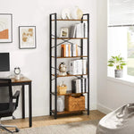 6-Tier Storage Rack with Industrial Style Steel Frame Rustic Brown and Black 186 cm High - Furniture > Living Room