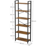 6-Tier Storage Rack with Industrial Style Steel Frame Rustic Brown and Black 186 cm High - Furniture > Living Room