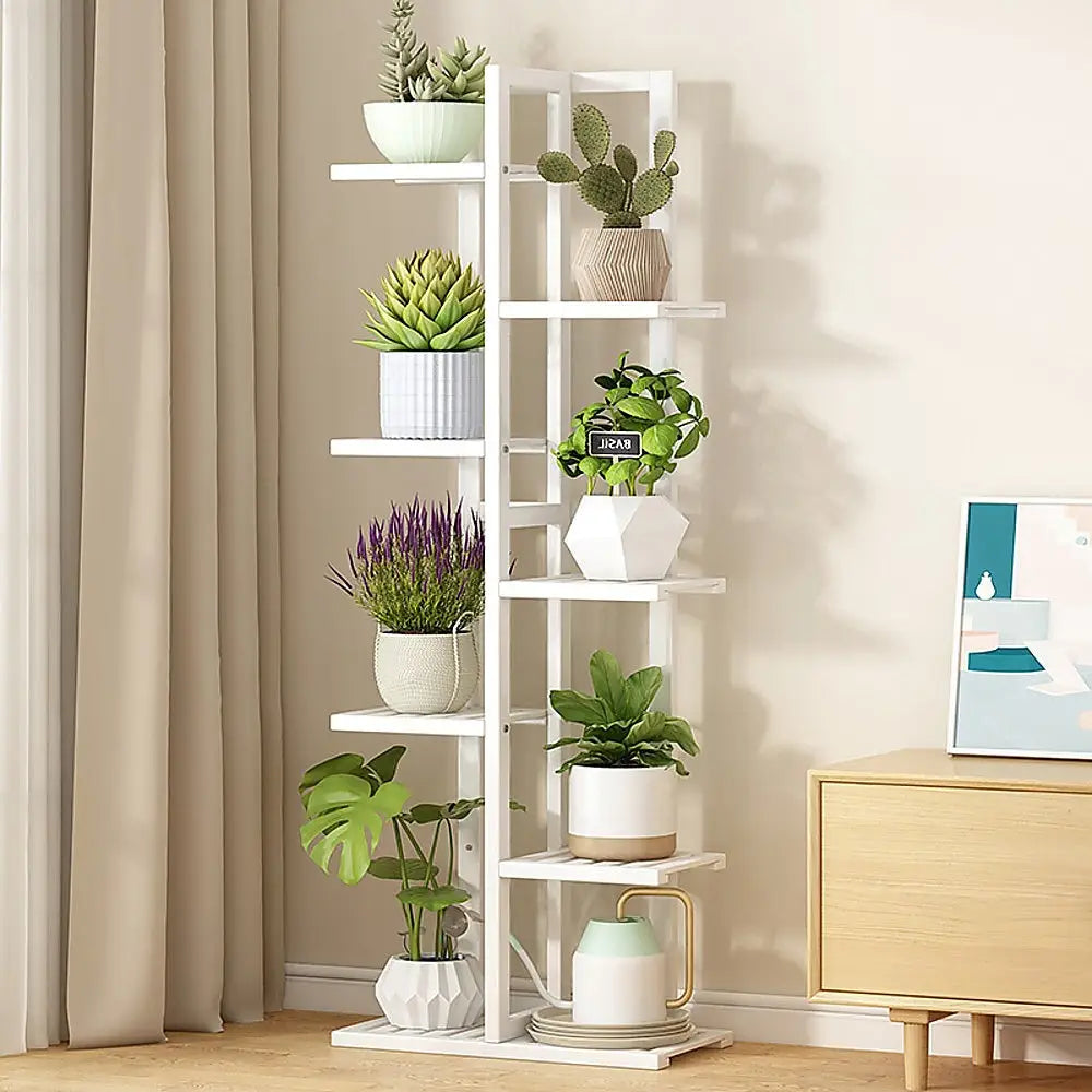 6 Tiers Vertical Bamboo Plant Stand Staged Flower Shelf Rack Outdoor Garden - Furniture > Office