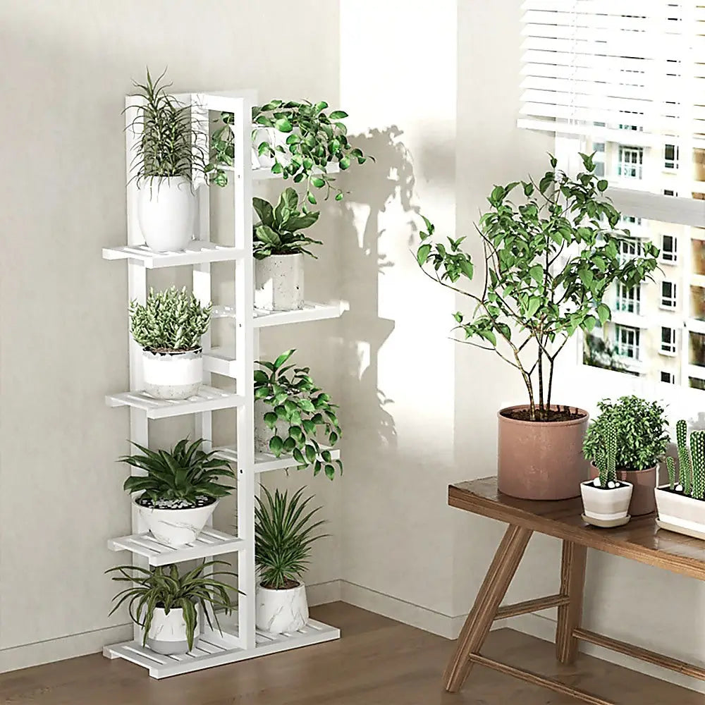 6 Tiers Vertical Bamboo Plant Stand Staged Flower Shelf Rack Outdoor Garden - Furniture > Office