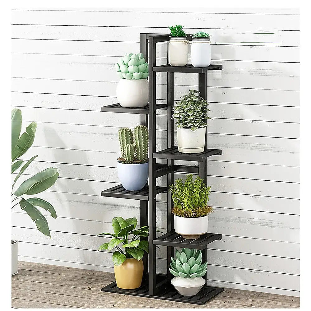 6 Tiers Vertical Bamboo Plant Stand Staged Flower Shelf Rack Outdoor Garden - Furniture > Office