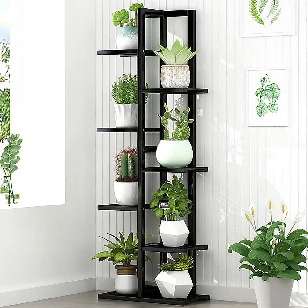 6 Tiers Vertical Bamboo Plant Stand Staged Flower Shelf Rack Outdoor Garden - Furniture > Office