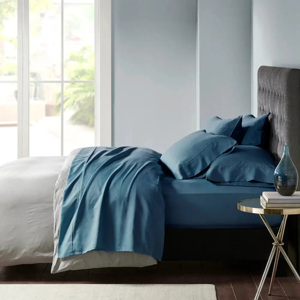 600 TC Egyptian Cotton Sateen Indigo Sheet Set Deep Queen by Park Avenue - Home & Garden > Bedding > Bed Sheets