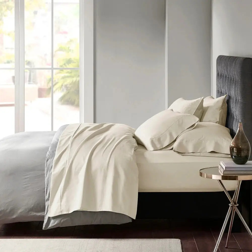 600 TC Egyptian Cotton Sateen Oatmeal Sheet Set Deep King by Park Avenue - Home & Garden > Bedding > Bed Sheets