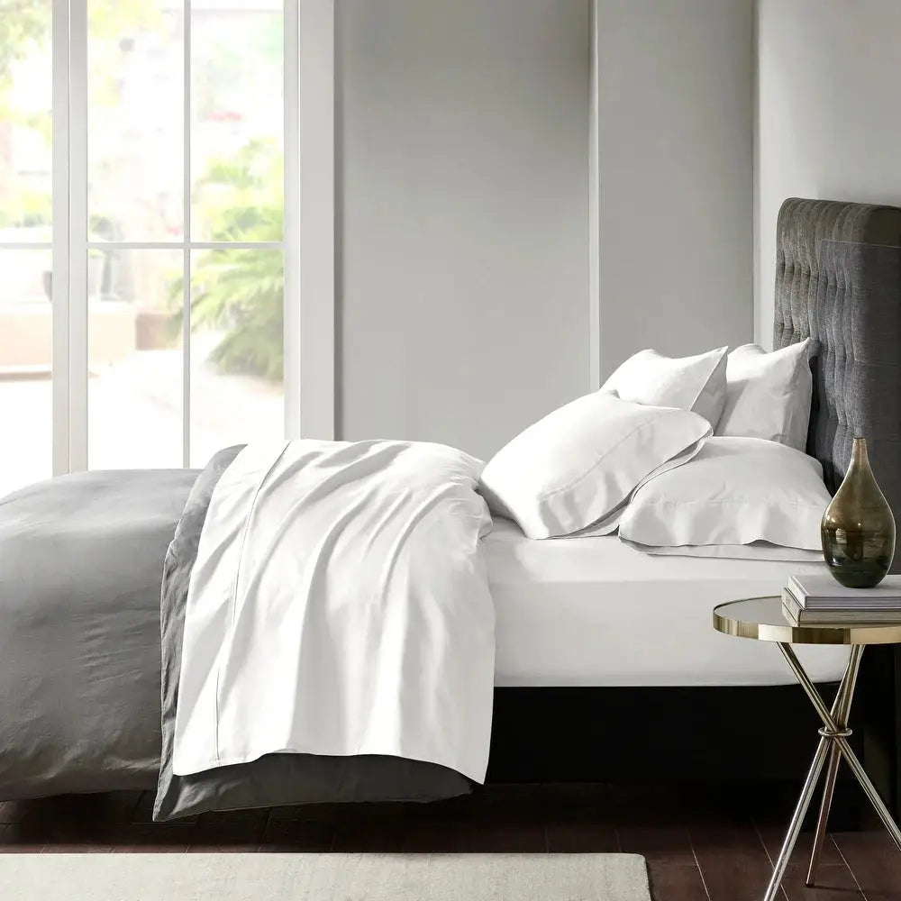 600 TC Egyptian Cotton Sateen White Sheet Set Deep Queen by Park Avenue - Home & Garden > Bedding > Bed Sheets