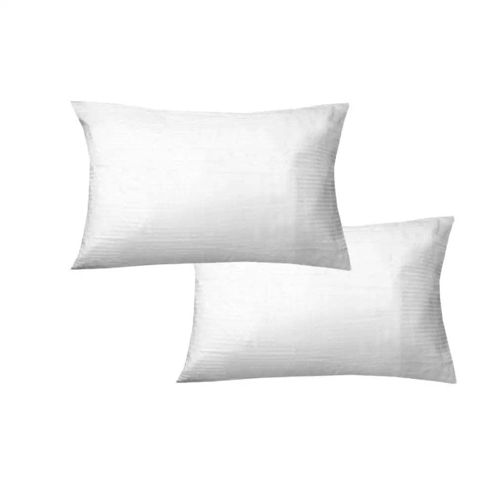 600TC Pair of Narrow Self Striped Standard Pillowcases White - Home & Garden > Bedding