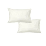 600TC Pair of No Flap Wide Self Striped Standard Pillowcases Cream - Home & Garden > Bedding