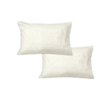 600TC Pair of Wide Self Striped Standard Pillowcases Cream - Home & Garden > Bedding