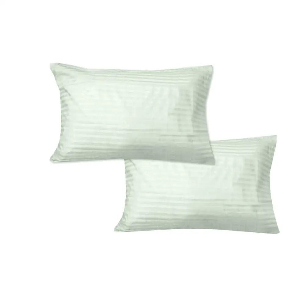 600TC Pair of Wide Self Striped Standard Pillowcases Tea - Home & Garden > Bedding