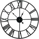 60cm Industrial Large Wall Clock Round Metal Wall Clocks Roman Numerals Style - Home & Garden > Decor