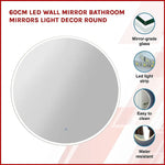 60cm LED Wall Mirror Bathroom Mirrors Light Decor Round - Home & Garden > Bathroom Accessories