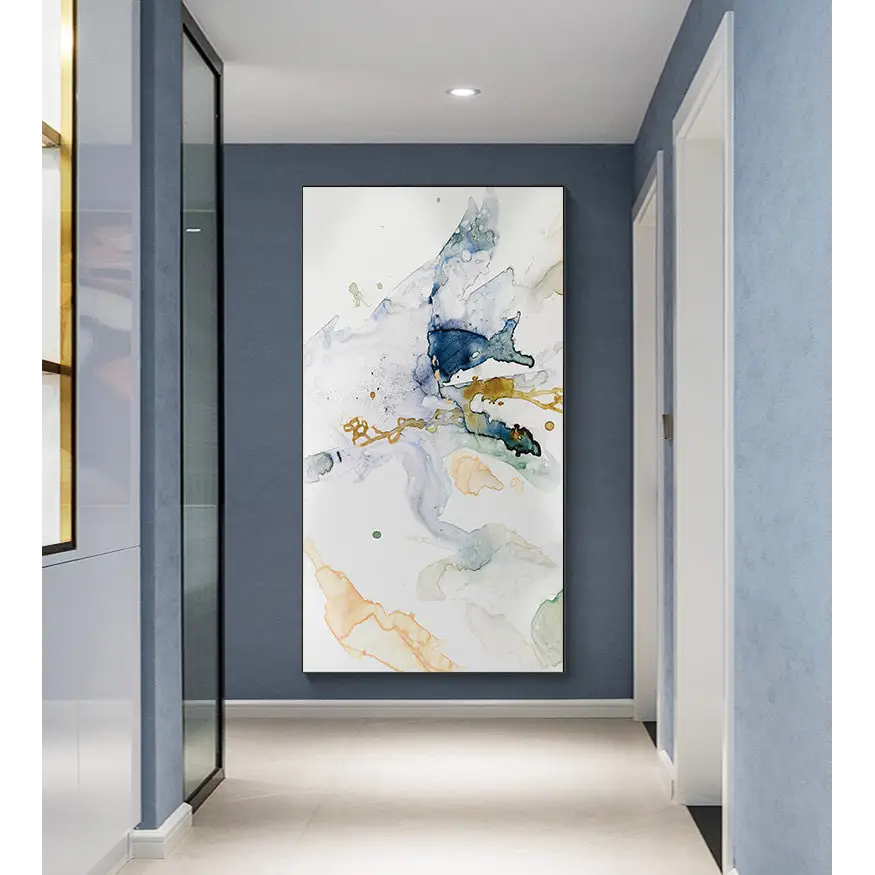 60cmx120cm Abstract Watercolour Style Black Frame Canvas Wall Art - Home & Garden > Wall Art