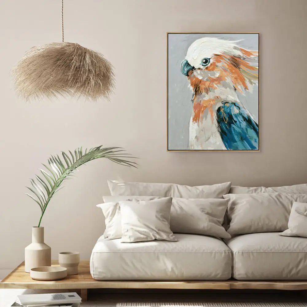60X90cm Cerulean Gaze Dark Wood Framed Hand Painted Canvas Wall Art - Home & Garden > Wall Art