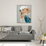 60X90cm Cerulean Gaze Dark Wood Framed Hand Painted Canvas Wall Art - Home & Garden > Wall Art
